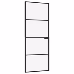 Porta Interna Nera 76x201,5cm Vetro Temperato Alluminio Sottilecod mxl 79520 - Vista aggiuntiva 2