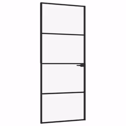 Porta Interna Nera 83x201,5cm Vetro Temperato Alluminio Sottilecod mxl 103025 - Vista aggiuntiva 2