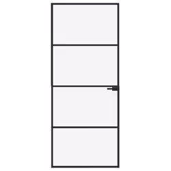 Porta Interna Nera 83x201,5cm Vetro Temperato Alluminio Sottilecod mxl 103025 - Vista aggiuntiva 3