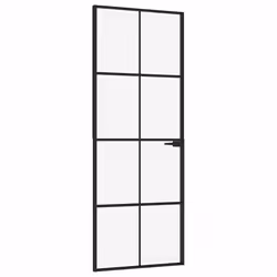 Porta Interna Nera 76x201,5cm Vetro Temperato Alluminio Sottilecod mxl 127303 - Vista aggiuntiva 2