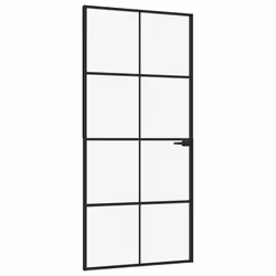 Porta Interna Nera 93x201,5cm Vetro Temperato Alluminio Sottilecod mxl 79526 - Vista aggiuntiva 2