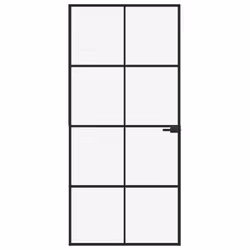 Porta Interna Nera 93x201,5cm Vetro Temperato Alluminio Sottilecod mxl 79526 - Vista aggiuntiva 3