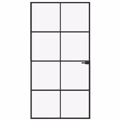 Porta Interna Nera 102x201,5 Vetro Temperato Alluminio Sottilecod mxl 103708 - Vista aggiuntiva 3