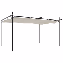 Pergola con Tetto Retrattile Crema 395x292x230 cmcod mxl 131741 - Vista aggiuntiva 2