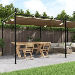 vidaXL Pergola con Tetto Retrattile Tortora 589x292x230 cm