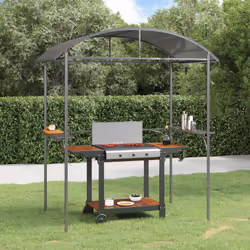 Gazebo Barbecue Ripiani Laterali Antracite 220x115x230 Acciaiocod mxl 93482