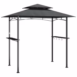 vidaXL Gazebo Barbecue Ripiani Laterali Antracite 240x150x243 Acciaio - Vista aggiuntiva 2