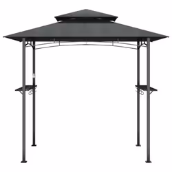 vidaXL Gazebo Barbecue Ripiani Laterali Antracite 240x150x243 Acciaio - Vista aggiuntiva 3