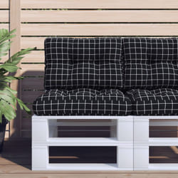 Cuscini per Pallet 2 pz Neri Motivo a Quadri Tessuto Vidaxl 86656