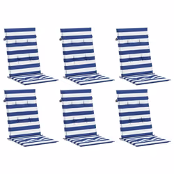 Cuscini Sedia Schienale Alto 6 pz Strisce Bianche e Blu Tessutocod mxl 119570 - Vista aggiuntiva 3