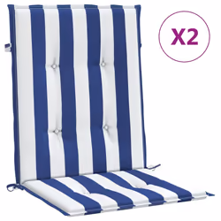 Cuscini Sedia Schienale Basso 2pz Strisce Bianche e Blu Tessutocod mxl 118347 - Vista aggiuntiva 2