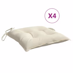 vidaXL Cuscini per Sedia 4pz Bianco Crema 40x40x7 cm in Tessuto Oxford - Vista aggiuntiva 2