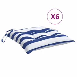 Cuscini per Sedia 6pz Bianco e Blu 50x50x7 cm Tessuto Oxfordcod mxl 119584 - Vista aggiuntiva 2