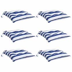 Cuscini per Sedia 6pz Bianco e Blu 50x50x7 cm Tessuto Oxfordcod mxl 119584 - Vista aggiuntiva 3