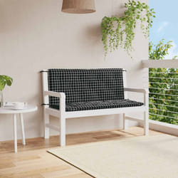 2 pz Cuscini Panca da Giardino, Comodo cuscino per sgabello a Quadri Nero 120x50x7 cm Tessuto Vidaxl 3838