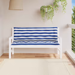 Cuscini Panca Giardino 2pz Righe Bianche Blu 150x50x7cm Tessutocod mxl 70279 - Vista aggiuntiva 3