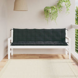 Cuscini per Panca 2 pz, Comodo cuscino per sgabello Motivo a Quadri Nero in Tessuto Oxford Vidaxl 8705