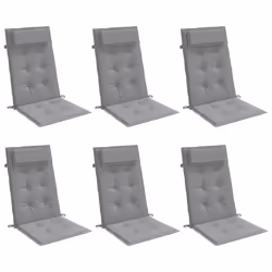 Cuscini per Sedia Schienale Alto 6 pz Grigio Tessuto Oxfordcod mxl 94303 - Vista aggiuntiva 3