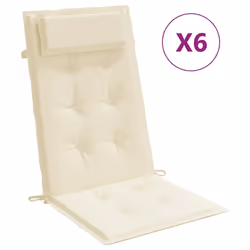 Cuscini per Sedia con Schienale Alto 6 pz Crema Tessuto Oxfordcod mxl 118258 - Vista aggiuntiva 2