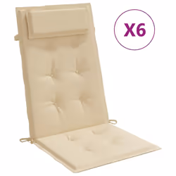 Cuscini per Sedia con Schienale Alto 6 pz Beige Tessuto Oxfordcod mxl 94313 - Vista aggiuntiva 2