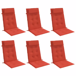 Cuscini per Sedia con Schienale Alto 6 pz Rosso Tessuto Oxfordcod mxl 118268 - Vista aggiuntiva 3