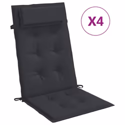 Cuscini per Sedia con Schienale Alto 4pz Nero in Tessuto Oxfordcod mxl 118253 - Vista aggiuntiva 2
