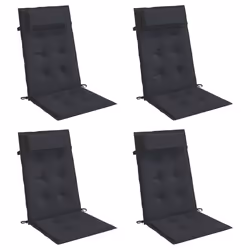Cuscini per Sedia con Schienale Alto 4pz Nero in Tessuto Oxfordcod mxl 118253 - Vista aggiuntiva 3