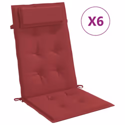 Cuscini Sedia con Schienale Alto 6 pz Rosso Vino Tessuto Oxfordcod mxl 70297 - Vista aggiuntiva 2