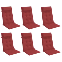 Cuscini Sedia con Schienale Alto 6 pz Rosso Vino Tessuto Oxfordcod mxl 70297 - Vista aggiuntiva 3