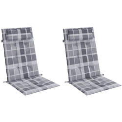 Cuscini Sedia Schienale Alto 2pz a Quadri Grigio Tessuto Oxford Vidaxl 601789