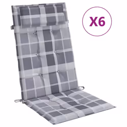 Cuscini Sedia Schienale Alto 6pz a Quadri Grigio Tessuto Oxfordcod mxl 118282 - Vista aggiuntiva 2