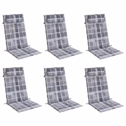 Cuscini Sedia Schienale Alto 6pz a Quadri Grigio Tessuto Oxfordcod mxl 118282 - Vista aggiuntiva 3