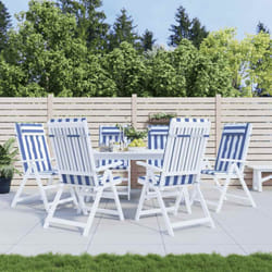 Cuscini Sedia Schienale Alto 6 pz, Comodo cuscino per sgabello Bianco e Blu Tessuto Oxford Vidaxl 6780