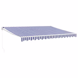 TendaSole Retrattile Blu e Bianca 4,5x3 m Tessuto e Alluminiocod mxl 124170 - Vista aggiuntiva 2