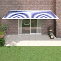 Tendada Sole Retrattile Blu e Bianca 5x3 m Tessuto e Alluminiocod mxl 69601