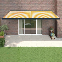 Vidaxl - Tenda Sole Retrattile Gialla e Bianca 5x3 m Tessuto e Alluminio