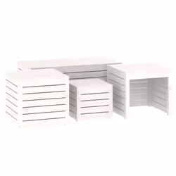 Set Cassette da Giardino 4 pz Bianco in Legno Massello di Pinocod mxl 125088 - Vista aggiuntiva 2