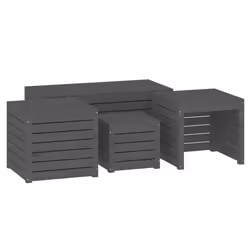 Set Cassette da Giardino 4 pz Grigio in Legno Massello di Pinocod mxl 76261 - Vista aggiuntiva 2
