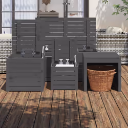 Set Cassette da Giardino 4 pz Grigio in Legno Massello di Pinocod mxl 76261 - Vista aggiuntiva 3