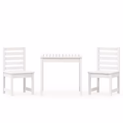 vidaXL Set da Bistrot da Giardino 3pz Bianco in Legno Massello di Pino - Vista aggiuntiva 2