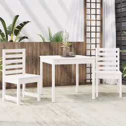 vidaXL Set da Bistrot da Giardino 3pz Bianco in Legno Massello di Pino - Vista aggiuntiva 3