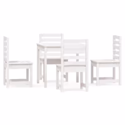 Set da Pranzo per Giardino 5pz Bianco in Legno Massello di Pinocod mxl 124209 - Vista aggiuntiva 2