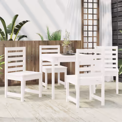 Set da Pranzo per Giardino 5pz Bianco in Legno Massello di Pinocod mxl 124209 - Vista aggiuntiva 3