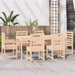 Set da Pranzo da Giardino 7 pz in Legno Massello di Pinocod mxl 76257 - Vista aggiuntiva 3
