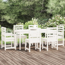 Set da Pranzo per Giardino 7pz Bianco in Legno Massello di Pinocod mxl 124222