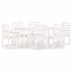 Set da Pranzo per Giardino 7pz Bianco in Legno Massello di Pinocod mxl 124222 - Vista aggiuntiva 2