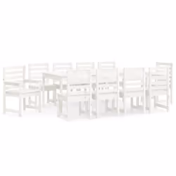 Set da Pranzo per Giardino 11pz Bianco Legno Massello di Pinocod mxl 124207 - Vista aggiuntiva 2