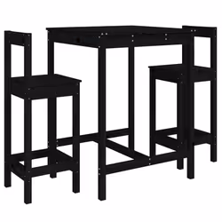 Set Bar da Giardino 3 pz Nero in Legno Massello di Pinocod mxl 70041 - Vista aggiuntiva 2