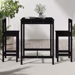 Set Bar da Giardino 3 pz Nero in Legno Massello di Pinocod mxl 70041 - Vista aggiuntiva 3