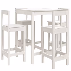 Set Bar da Giardino 5 pz Bianco in Legno Massello di Pinocod mxl 118223